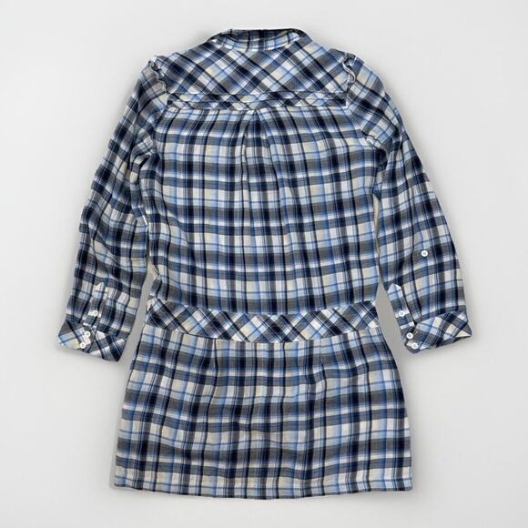 Vintage Juicy Couture Womens Dress Blue Plaid Tunic Western Size 2 Belted 90s - Picture 2 of 10